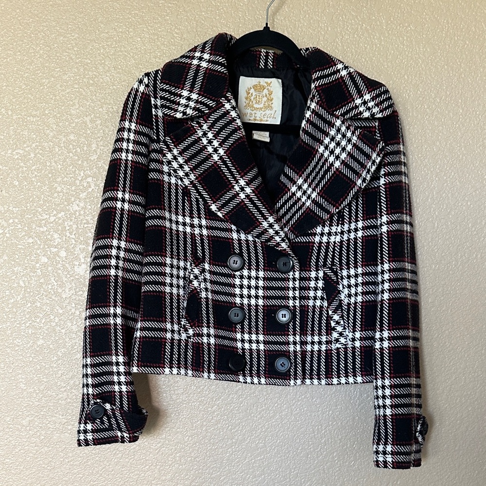 Y2K Wet Seal Plaid Cropped Blazer